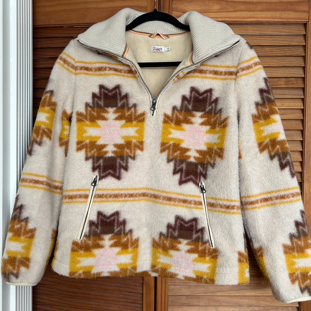 Faherty Doug Good Feather fleece Pullover Women’s size Small